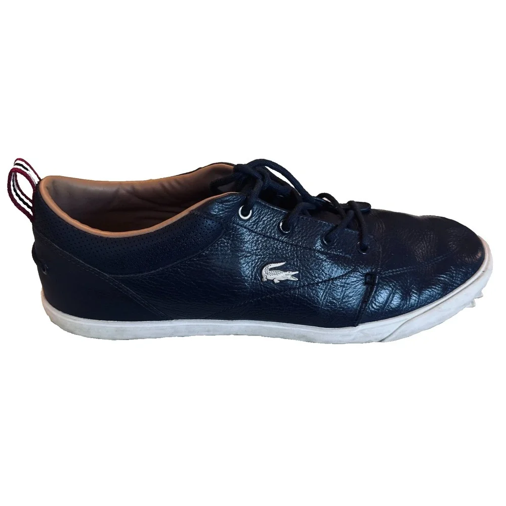 Lacoste Bayliss Navy Pebbled Leather Sneakers Men's US 11.5 Casual Lace Up